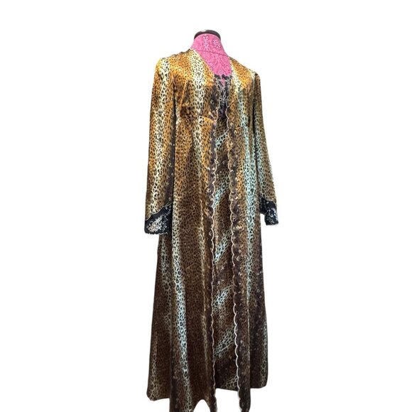 Kim Rogers Leopard Print 2-Piece Set Medium Intimates Robe & Nightgown - Picture 5 of 14